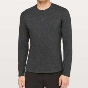 Lululemon 5 Year Basic Long Sleeve Henley Sz Large Heathered Black